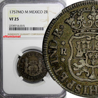 Mexico SPANISH COLONY Fernando VI 1757 Mo M 2 Reales NGC VF25 SCARCE KM# 86.1