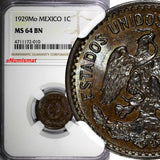 Mexico ESTADOS UNIDOS MEXICANOS Bronze 1929 Mo 1 Centavo NGC MS64 BN KM# 415