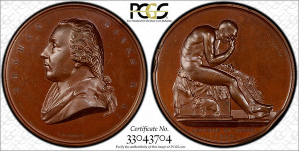 Great Britain Bronze MEDAL1858 Thomas Banks by L.C. Wyon PCGS UNC DET.Eimer-1523