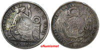 Guatemala Silver 1865 1 Peso KM224 Counterstamp Peru 1 Sol Num"9583"SCARCE#7150