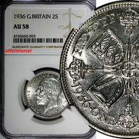 GREAT BRITAIN George V (1910-1936) Silver 1936 Florin NGC AU58 LAST YEAR KM# 834