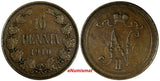 Finland Nicholas II Copper 1910 10 Pennia Mintage-241,000  KM# 14