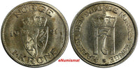 Norway Haakon VII Copper-Nickel 1951 1 Krone  No Center Hole UNC KM# 397.1