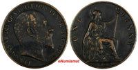 Great Britain Edward VII Bronze 1902 1 Penny 1 YEAR TYPE KM# 794.1 (14 885)