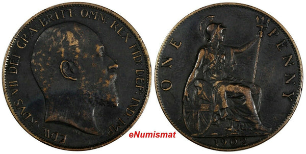 Great Britain Edward VII Bronze 1902 1 Penny 1 YEAR TYPE KM# 794.1 (14 885)