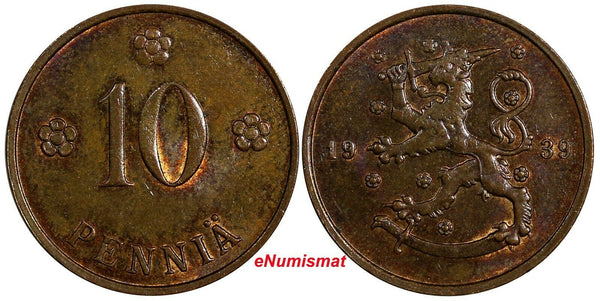 Finland Copper 1939 10 Pennia  KM# 24 (17 982)