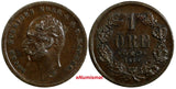 SWEDEN Oscar I Bronze 1858 1 Ore VARIETY "L.A." KM# 687 (17 992)