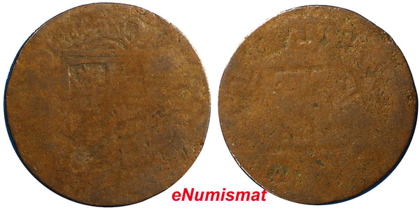 PHILIPPINES (Spain COLONY) 1817-1833 1 Quarto Coin BROCKAGE SCARCE KM#7 (6263)